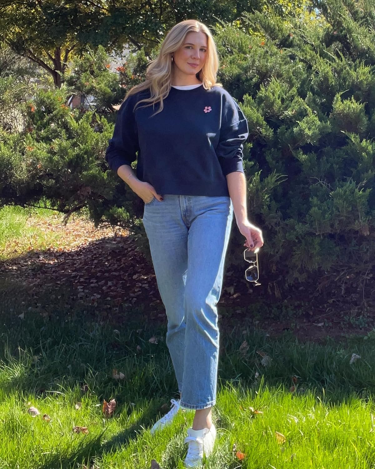 Stelle Cropped Sweatshirt for Women Crewneck Pullover Tops Oversized Long Sleeve Lightweight Casual Cotton Sweat Shirts - Image 8