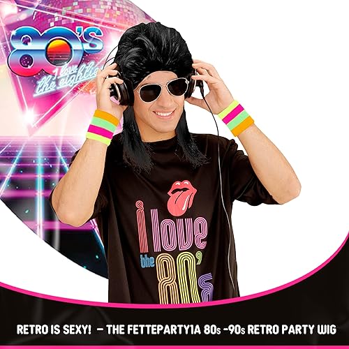 Miniatura 5 de Peluca de salmonete de los años 80 y 90 Traje de hombre de los años 80 y 90 Accesorios de fiesta de disfraces retro de los años 90 Peluca