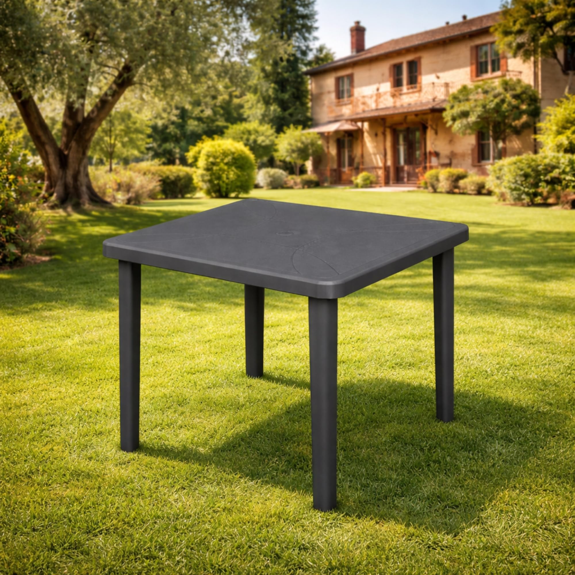 HOUSE COLLECTION TAVOLO DA GIARDINO NETTUNO 80x80x72cm colore ANTRACITE, in POLIPROPILENE