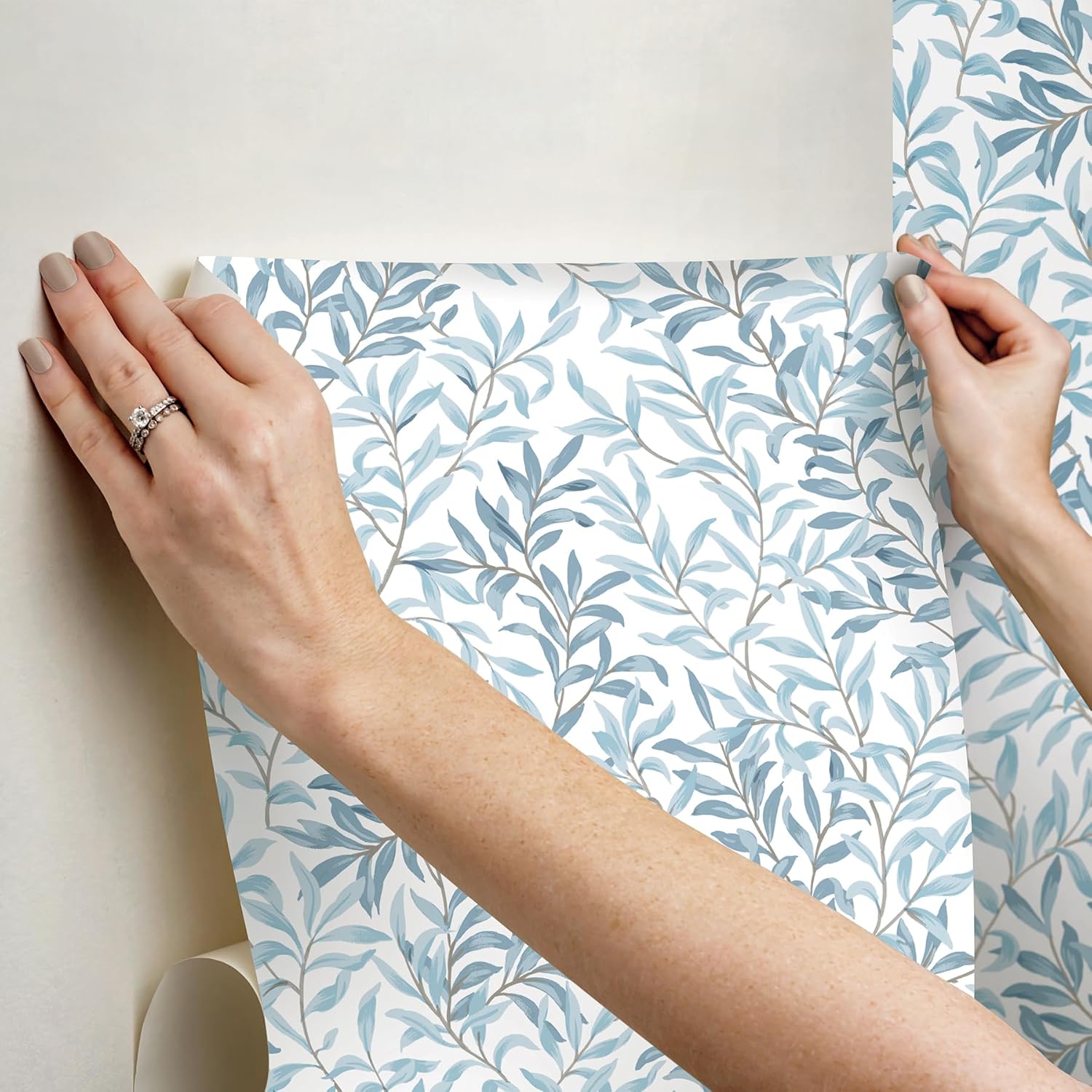 NuWallpaper Cloud Blue Terrace Vines Peel and Stick Wallpaper, NUS6100