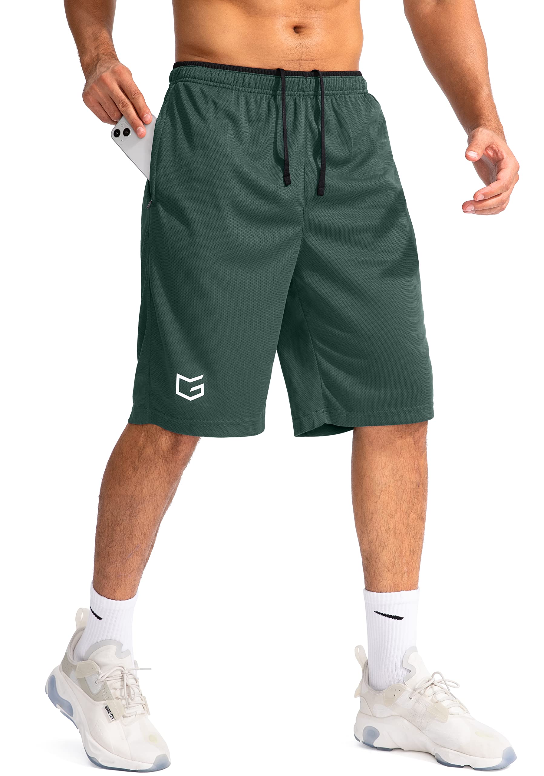 G Gradual Men's Basketball Shorts with Zipper Pockets Lightweight Quick Dry 11" Long Shorts for Men Athletic Gym