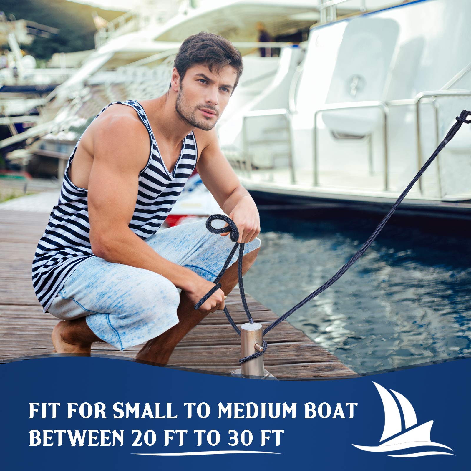 Buy GREENEVER Dock Lines&Ropes Boat Accessories3PC 1/2inX15 Ropes for