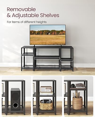 Miniatura 4 de VASAGLE Soporte de TV para televisores de 65 pulgadas, centro de entretenimiento industrial, consola de TV moderna con estantes de almacenamiento
