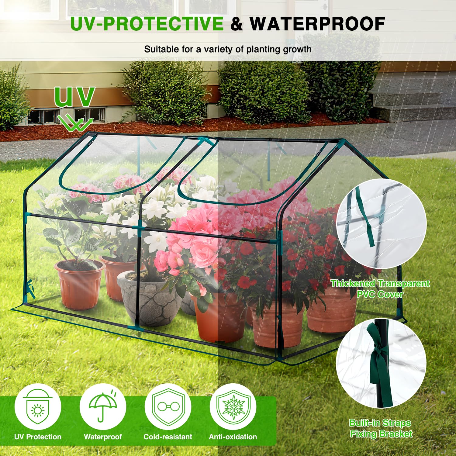 Yesker Mini invernadero portátil 180,3 x 91,4 x 91,4 cm para interiores y exteriores con cubierta de PVC, juego de invernaderos compacto para jardinería, balcón, terraza, exterior y protección vegetal