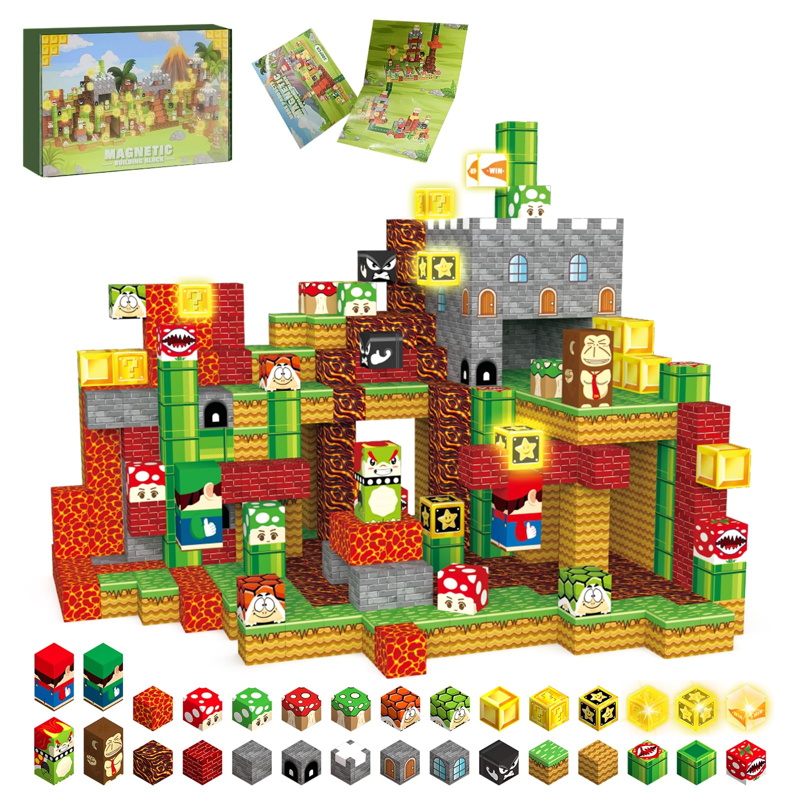 Magnetische Bausteine 200 Stück 2.5CM Magnetspielzeug für Kinder ab 3-12 Jahre
