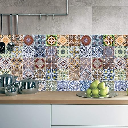 x labor 25 stuck abwaschbar fliesenfolie klebefolie fliesenaufkleber wandfliesen 20x20 cm fliesensticker fur kuche wohnzimmer bad dekoration mandala muster d amazon de kuche haushalt wohnen