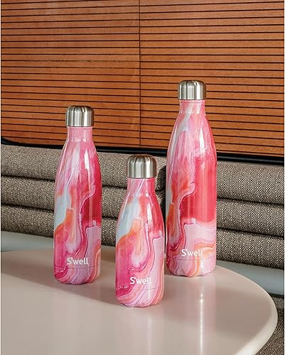 Miniatura 5 de S'well Botella de agua original, ágata rosa, 16.9 fl oz. Botella de bebidas aislada al vacío mantiene las bebidas frías y calientes, botella de