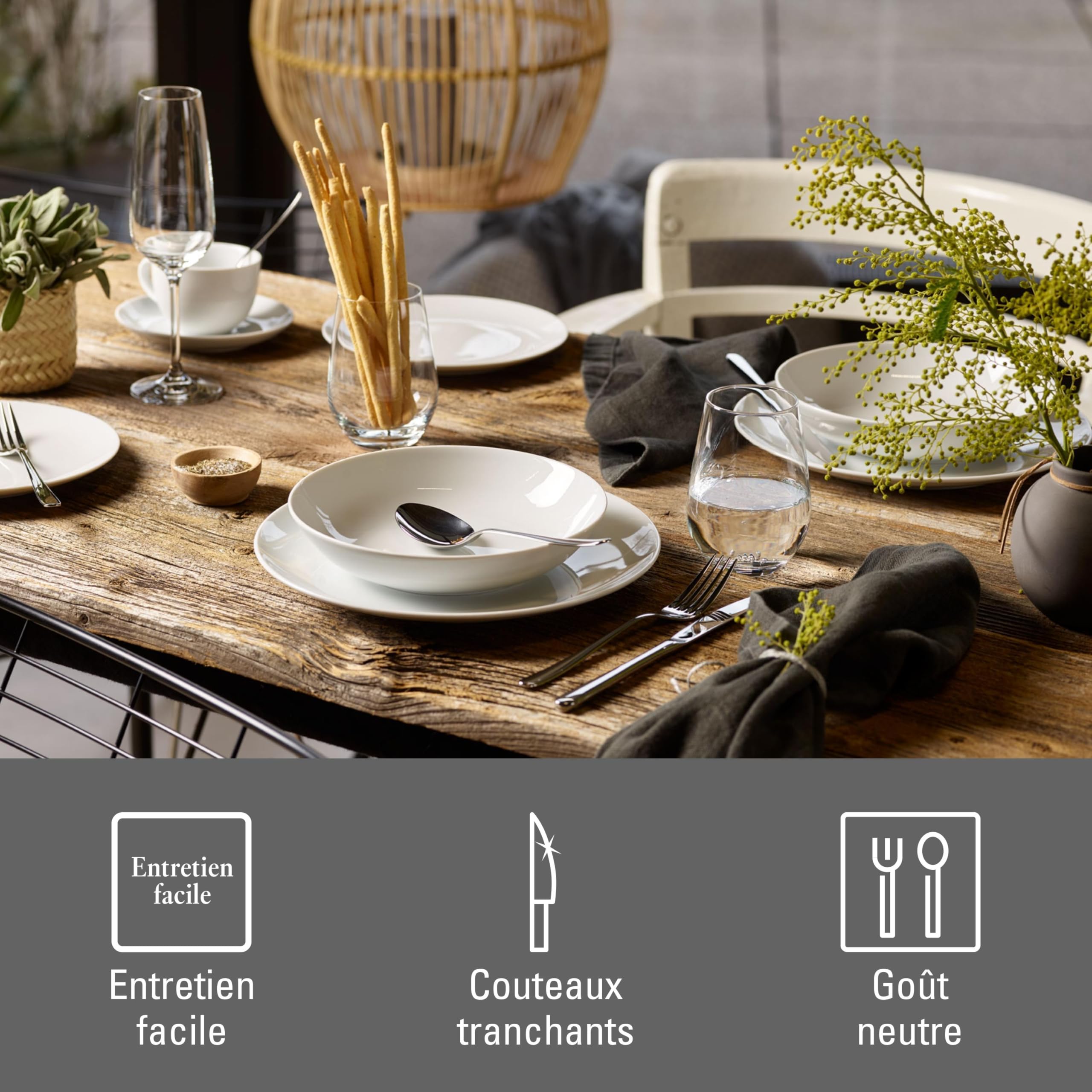 vivo - Villeroy & Boch Group - New Fresh Basic Couverts De Table 24 Pièces 6 Personnes, Garanti Lave-Vaisselle, Ensemble Couvert, Set De Couverts De Table, Acier Inoxydable