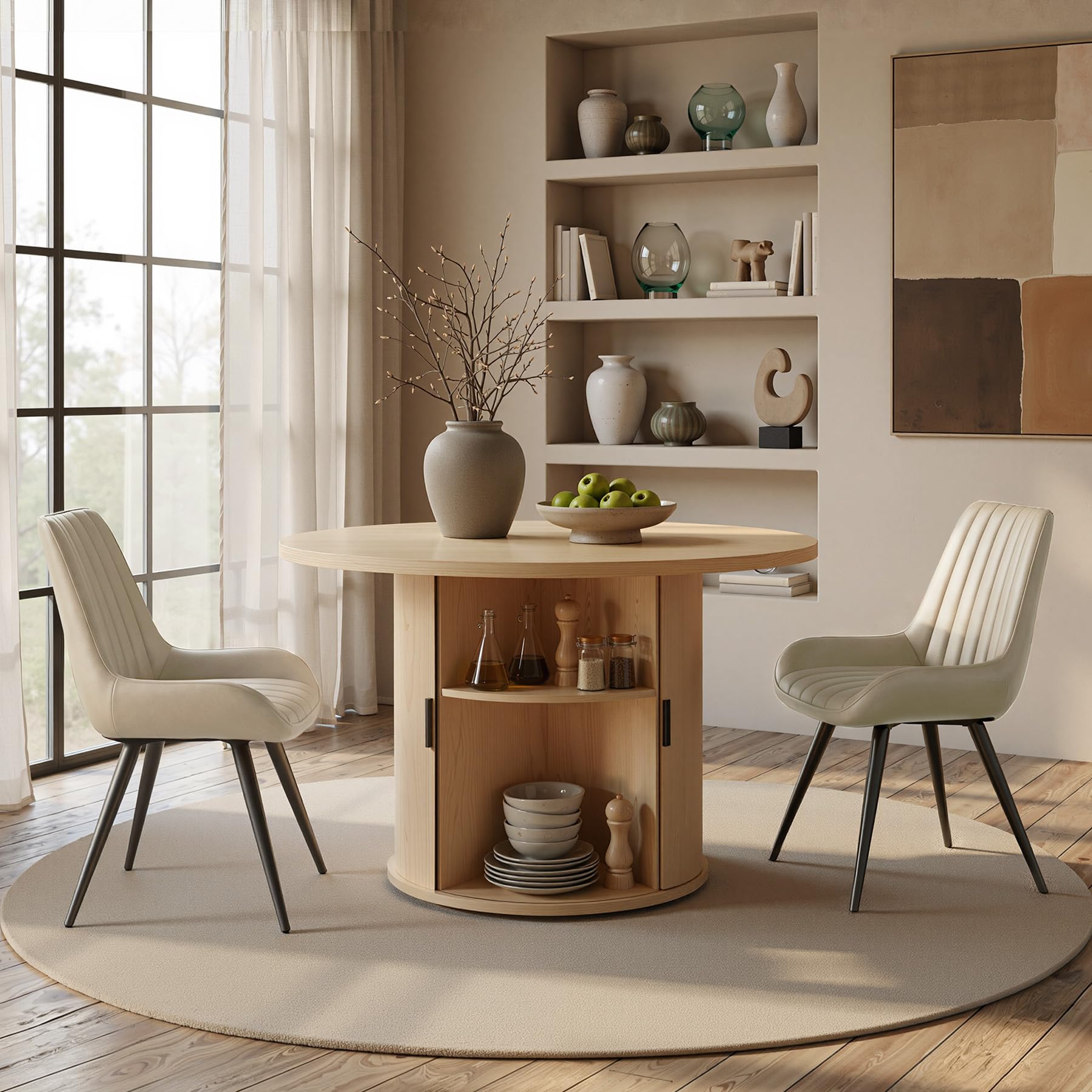 Round Dining Table Set with Storage - Seats 2