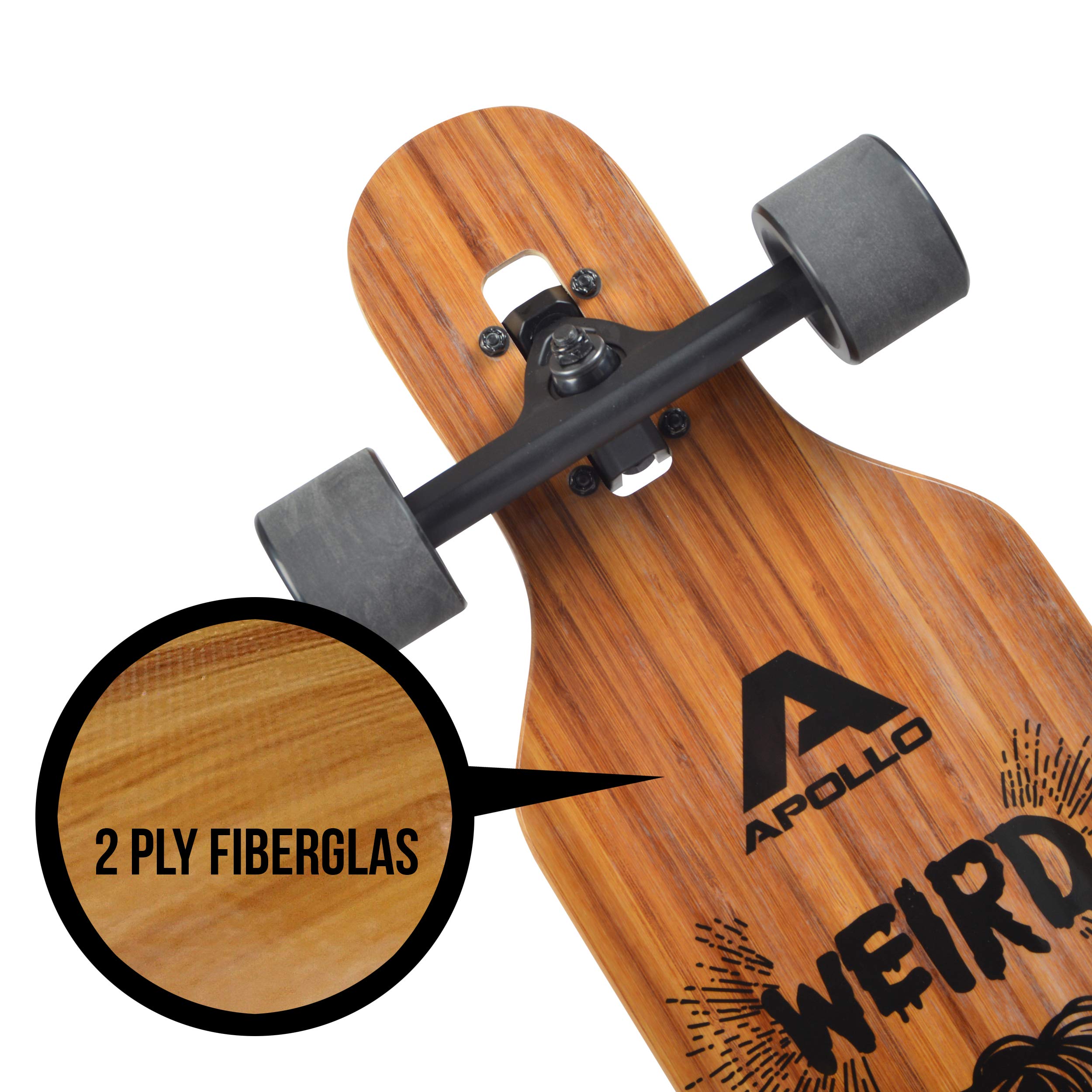 Apollo Longboard - Skateboard Ragazza in bambù e Fibra di Vetro, Tavola di Alta qualità con Cuscinetti a Sfera ABEC 9 - Skateboard Adulti o Adolescenti Flex 2 - Skateboard Professionale