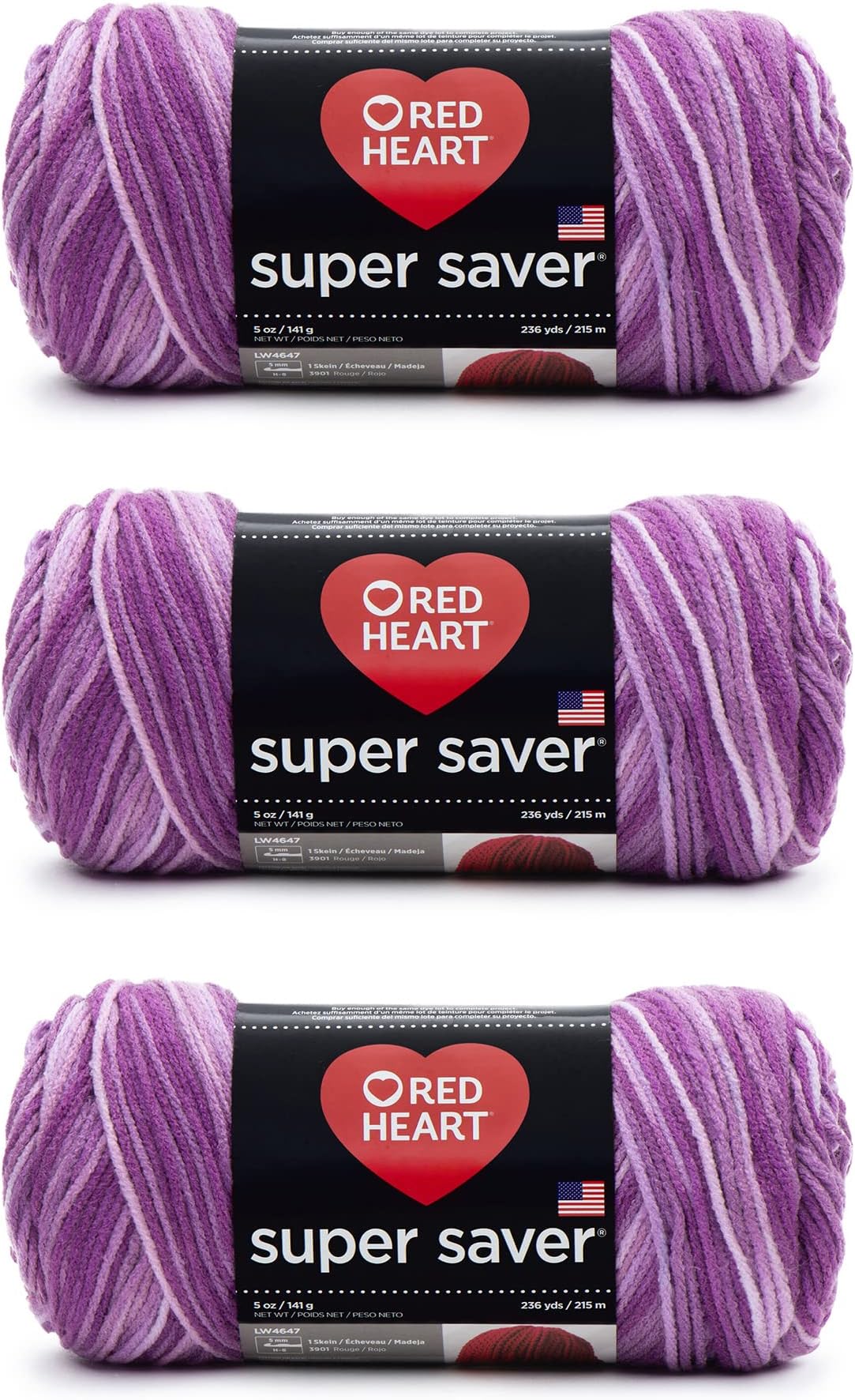 Super Saver Yarn, Purple Tones 3 Count