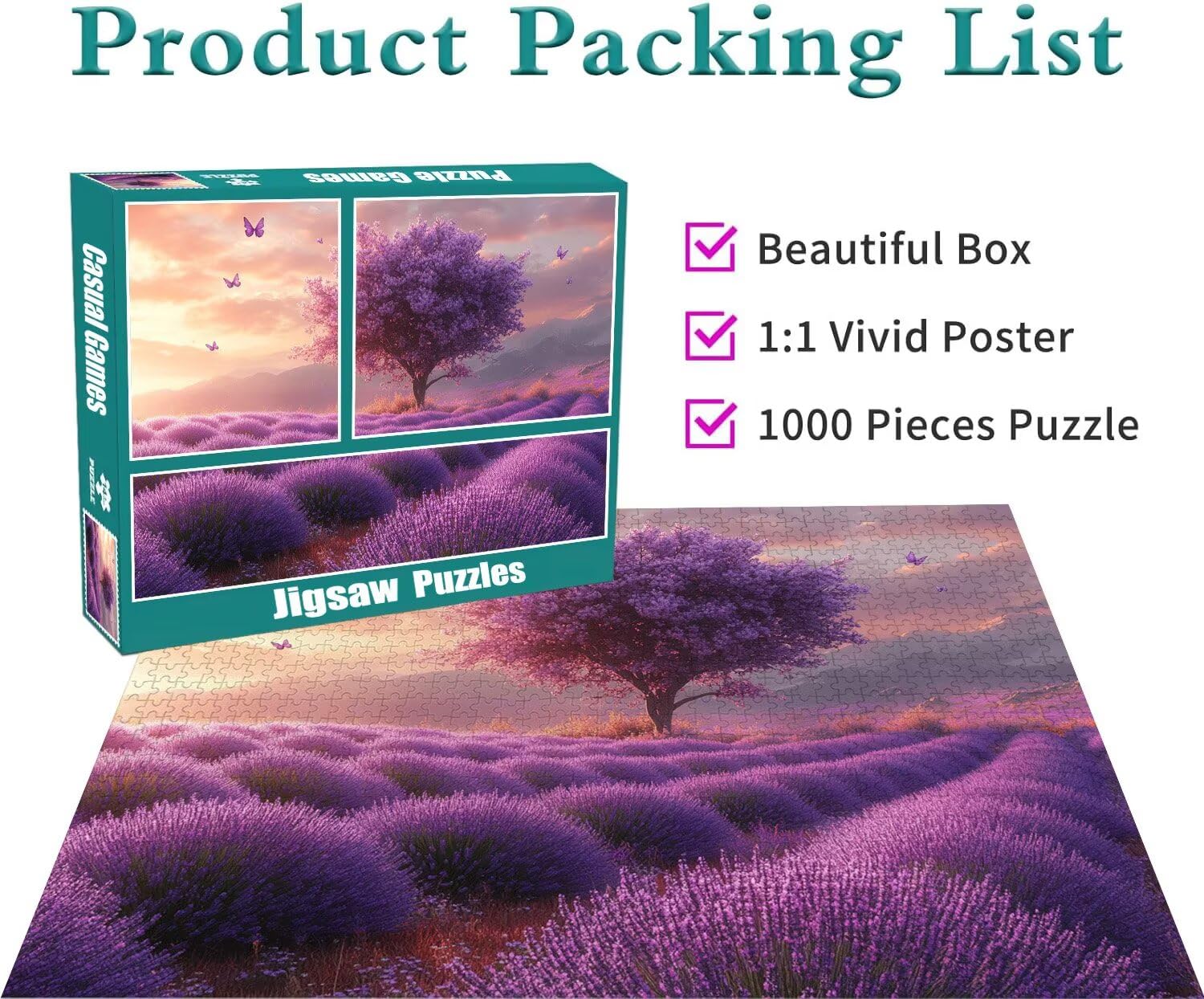 Puzzle Erwachsene 2000 Teile Lavendel Landschaft Educa Jigsaw für Kinder ab 8 Jahren Mädchen Jungen, Erwachsene Impossible Klassische Puzzles Schwer, Anspruchsvoll Spielspaß, Geschenke 70x99cm t-972
