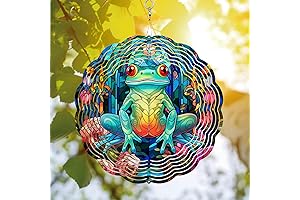 64memory Metal Wind Spinners Frog: Unique 3D Hanging Decorations for Yard and Garden