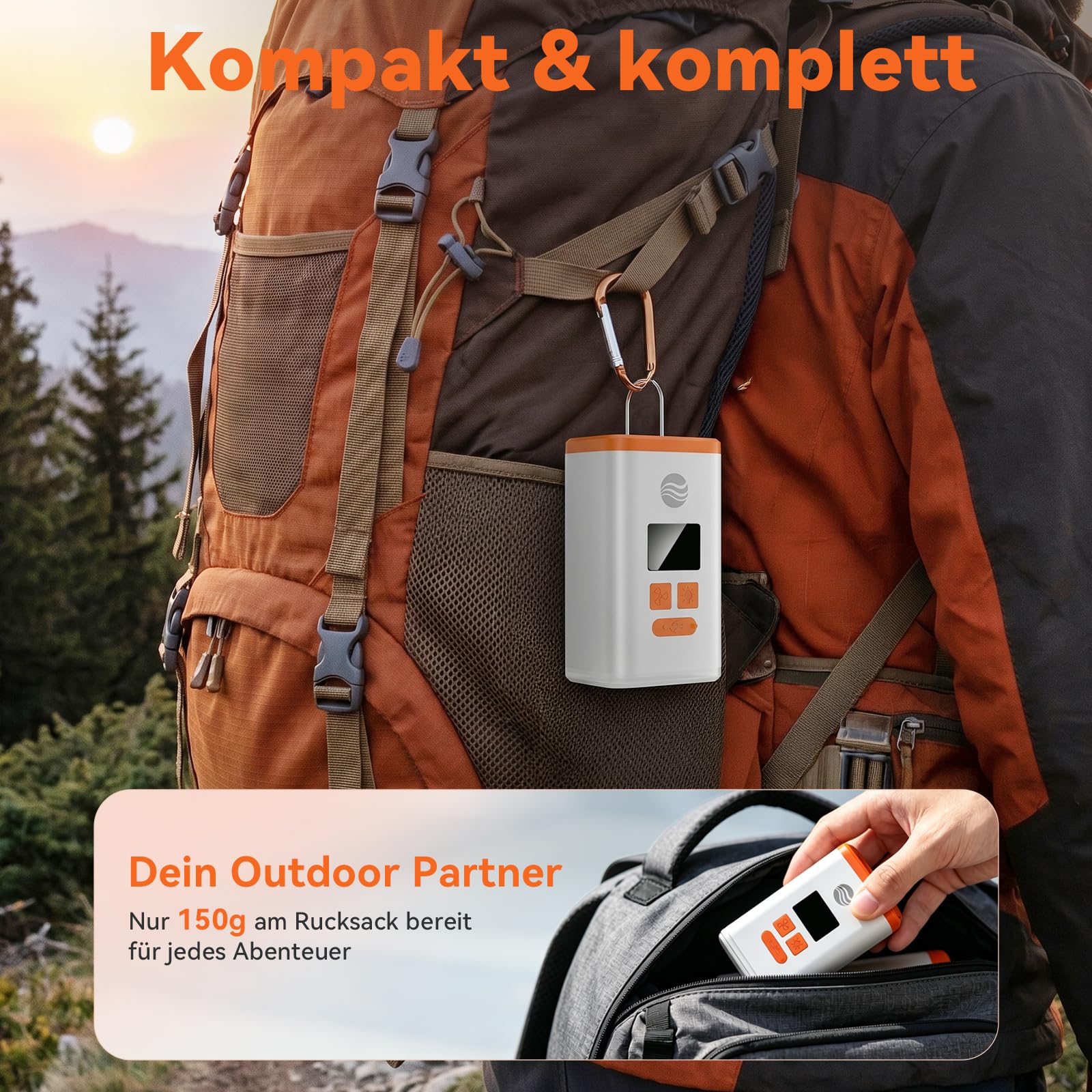 Mini Bomba Eléctrica de Aire 4.8 kPa, Inflador Eléctrico con Linterna de Camping, Inflado y Desinflado Rápido de 300L/min, Portátil para Camas Inflables Flotador Bolsas Vacío Ropa, Viajes y Aire Libre
