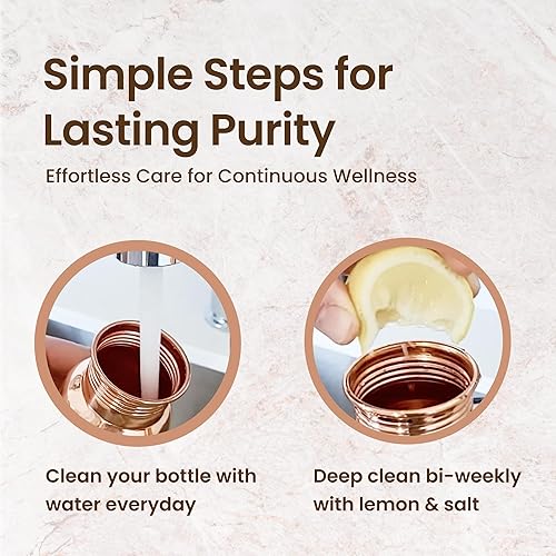Miniatura 15 de Otiem Botella de agua de cobre puro para agua potable, 34 onzas, color negro antiguo, mantente hidratado y disfruta de los beneficios ayurvédicos, a