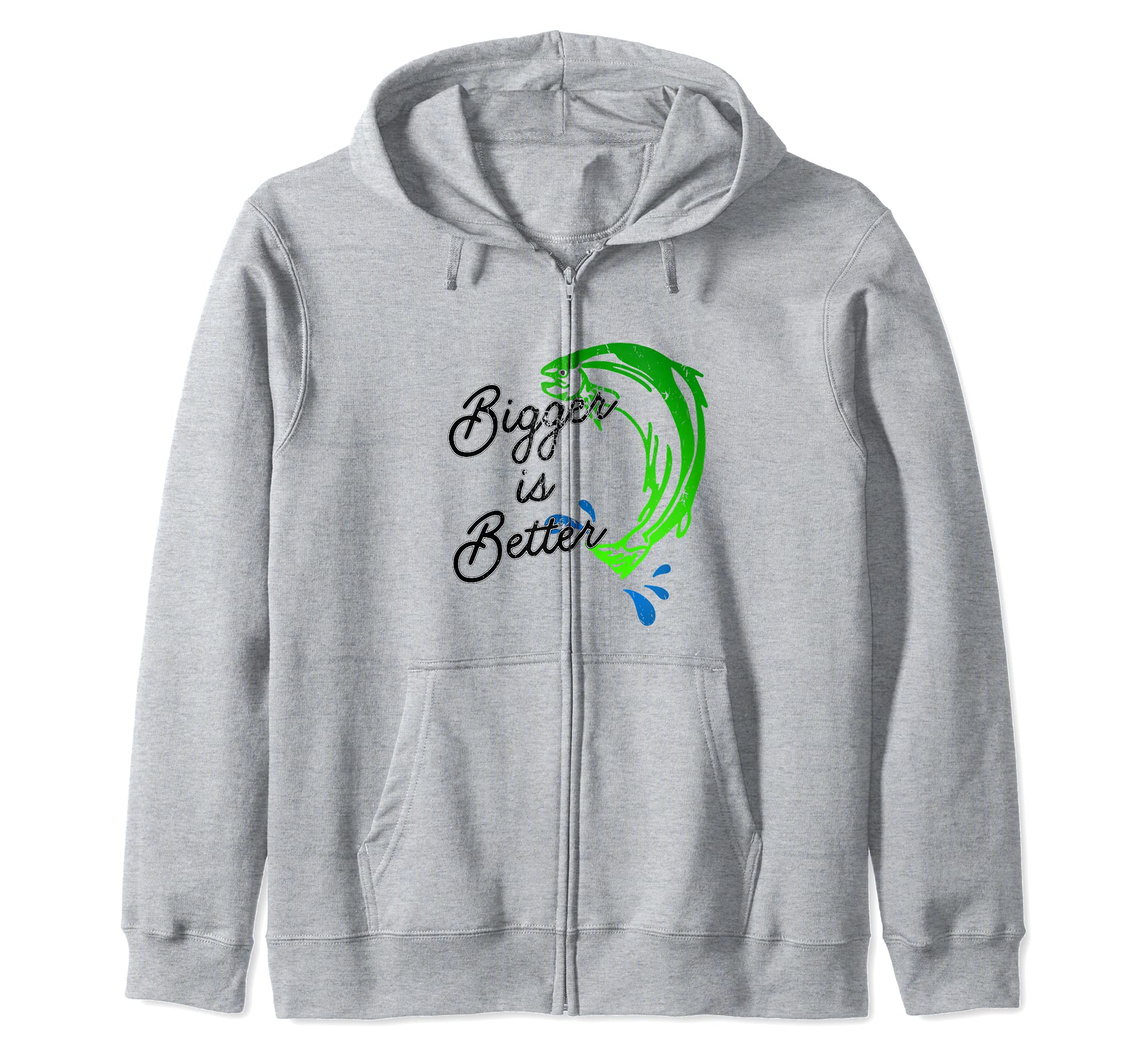Big Fish Bigger Fishing Better Zip Hoodie, Grey