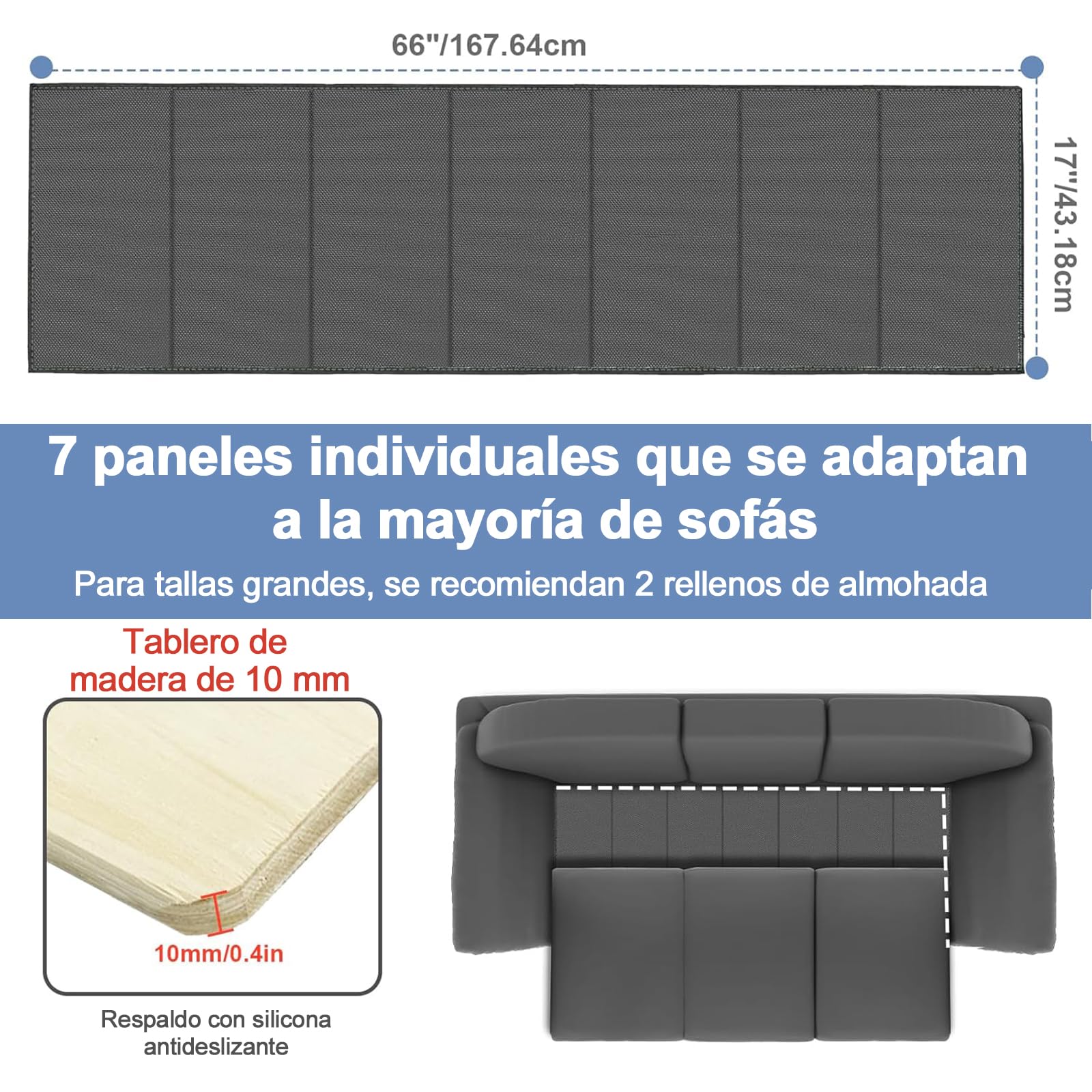 Cuscino Salvadivano Pieghevole 167,5x43 cm con Superficie Oxford e Supporti in Legno