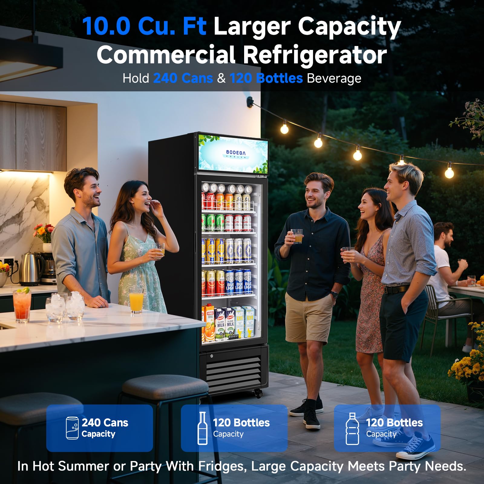 Bodegacooler Commercial Beverage Refrigerator And Cooler, 10.0 Cu.Ft Commercial Merchandiser Refrigerator With Soft LED Light, Commercial Fridge, Display Refrigerator With 240 Cans & 120 Bottles. on Fridge.com - View 6