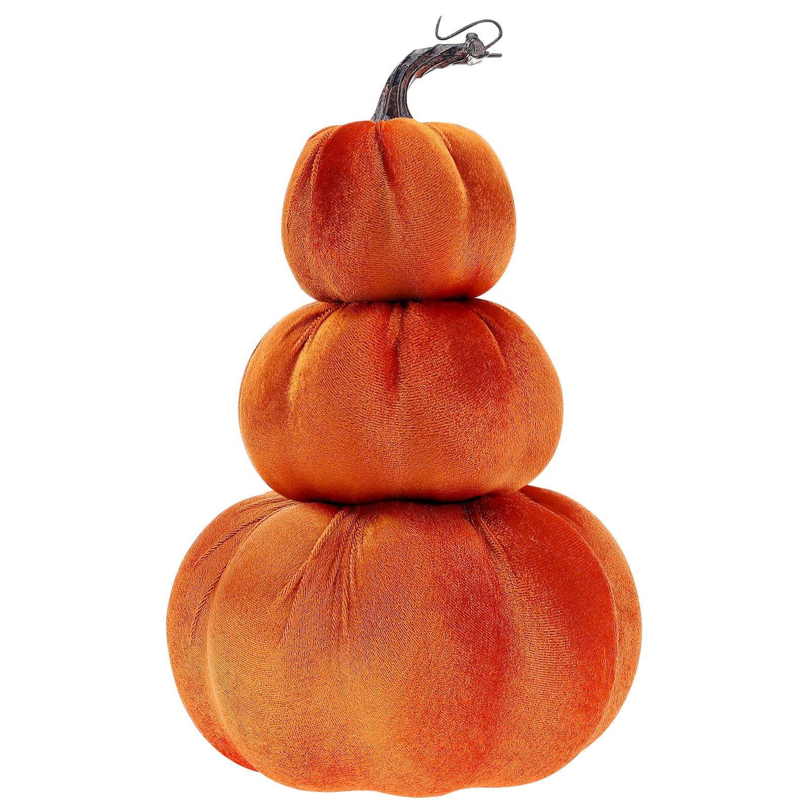 Gresorth 12.6 Inch Fake Large Velvet Pumpkin Stacked Tower Decoration Simulation Fall Harvest Model Artificial Vivid Vegetable Display for Cabinet