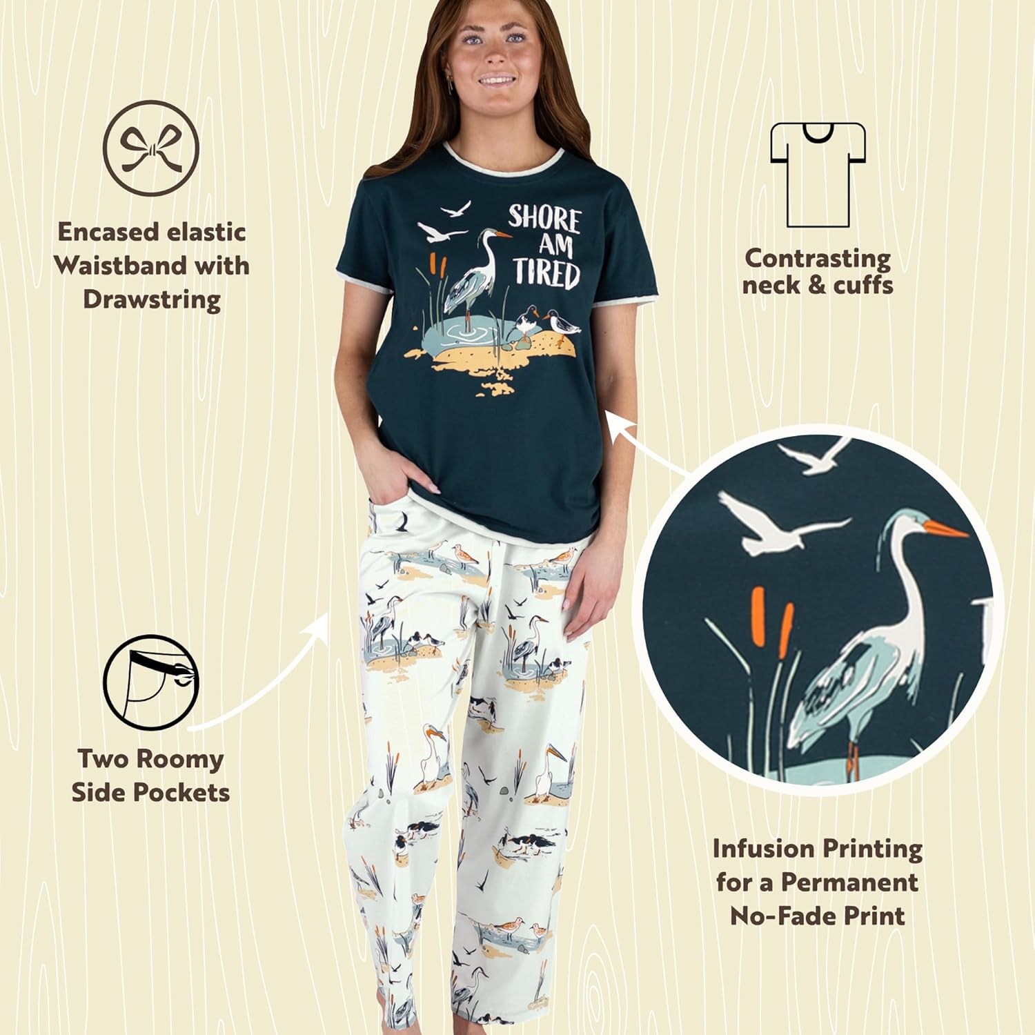 Lazy One Women’s Aquatic Pajama Set – Cute Ocean & Coastal Animal Loungewear for Comfort and Fun - Image 6