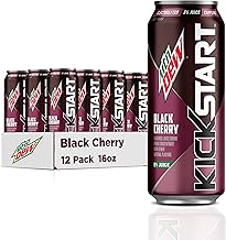 Mountain Dew Kickstart, Black Cherry, 92mg Caffeine, Vitamins B & C, 80 Calories, 5% Juice, 16 fl oz (12 Count)