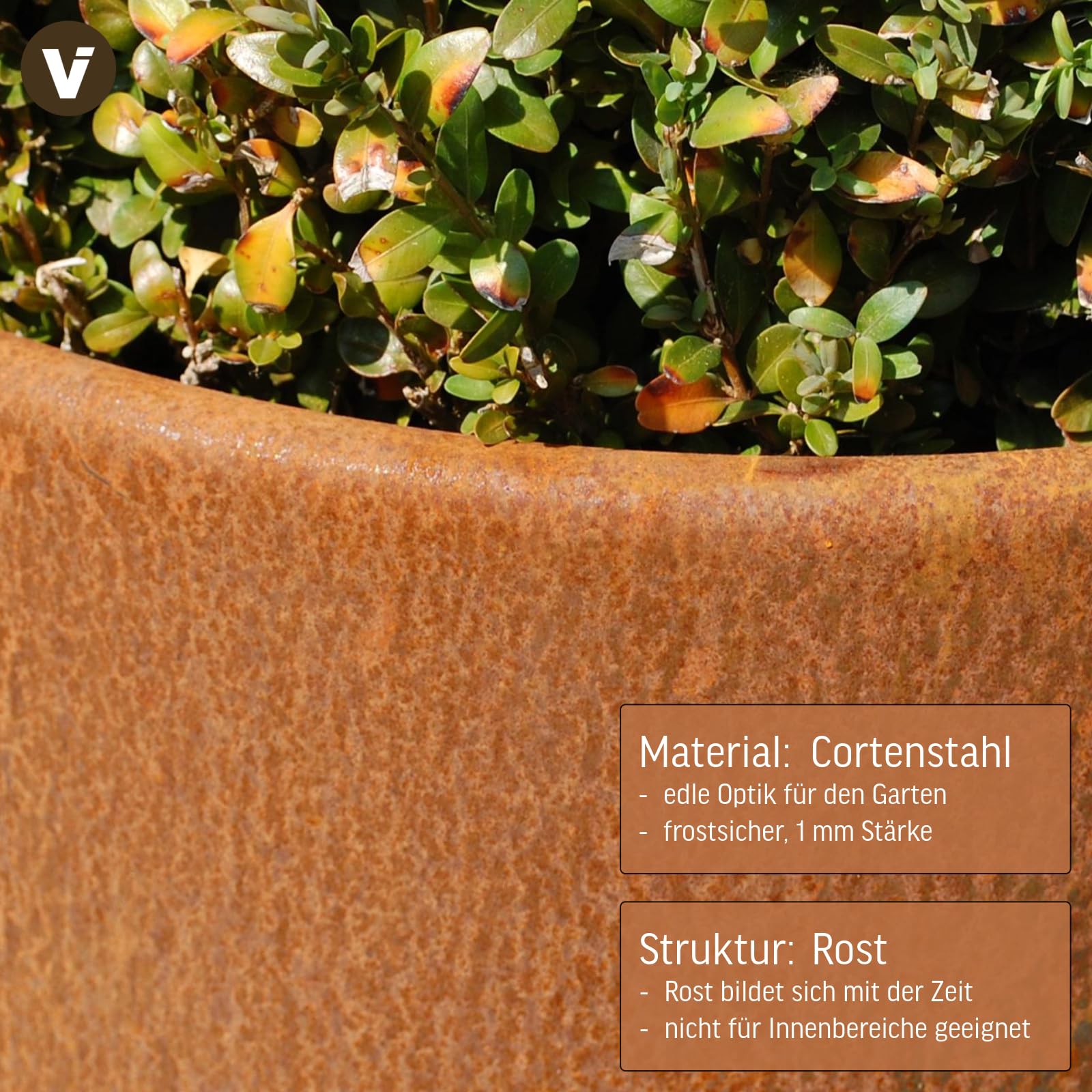 VIVANNO Pflanzkübel Cortenstahl Rostbraun Rund - Frostsicherer Blumenkübel | Mobiler Pflanzentopf mit Rollen für draußen, wetterfester Corten-Stahl Kübel, beweglich durch Räder, winterhart & outdoor