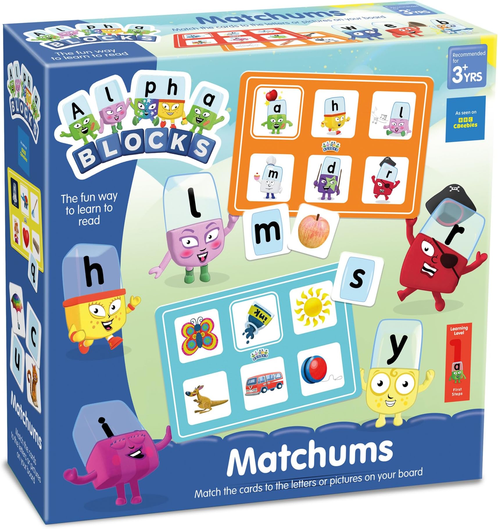 ALPHABLOCKS - Matchums Learning Game - Alphabet Flash Cards & Phonics Games with 5 Double-Sided Boards & 60 Cards - Interactive Alphabet Toys for Letter Recognition - 4 Ways to Play