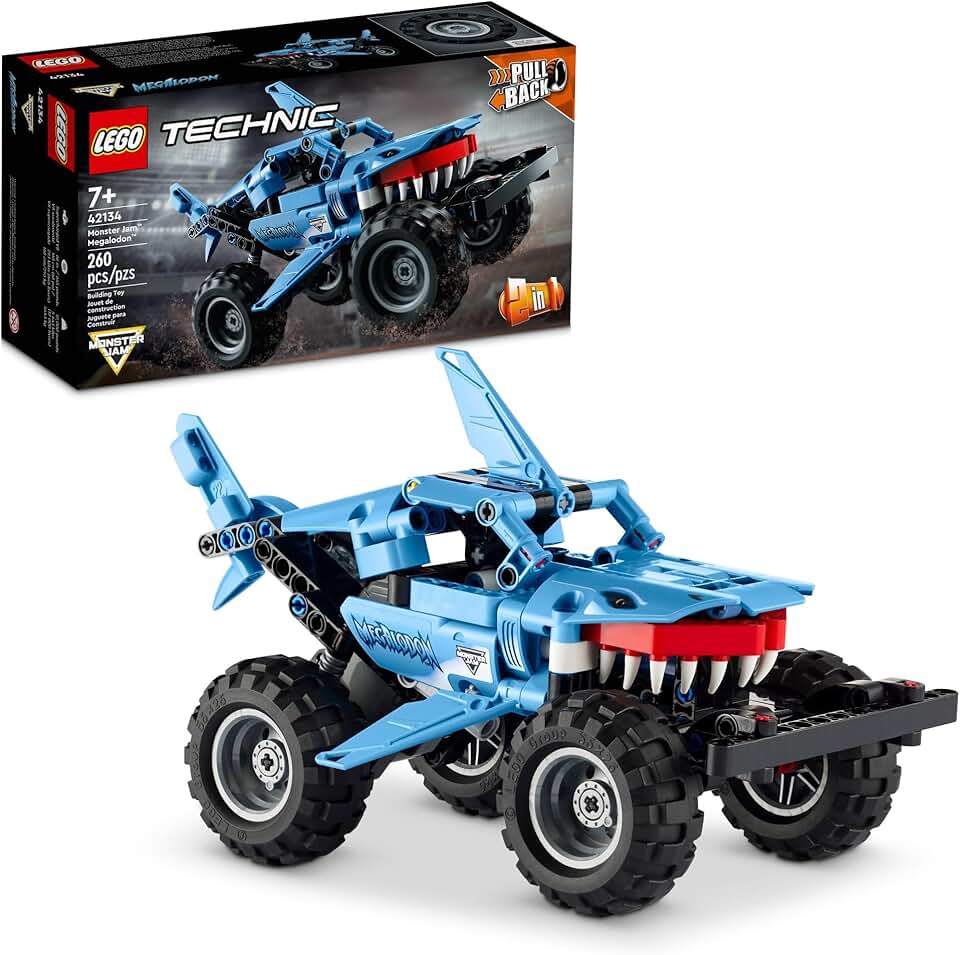 Technic Monster Jam Megalodon Building Set, 2 in 1 Pull Back
