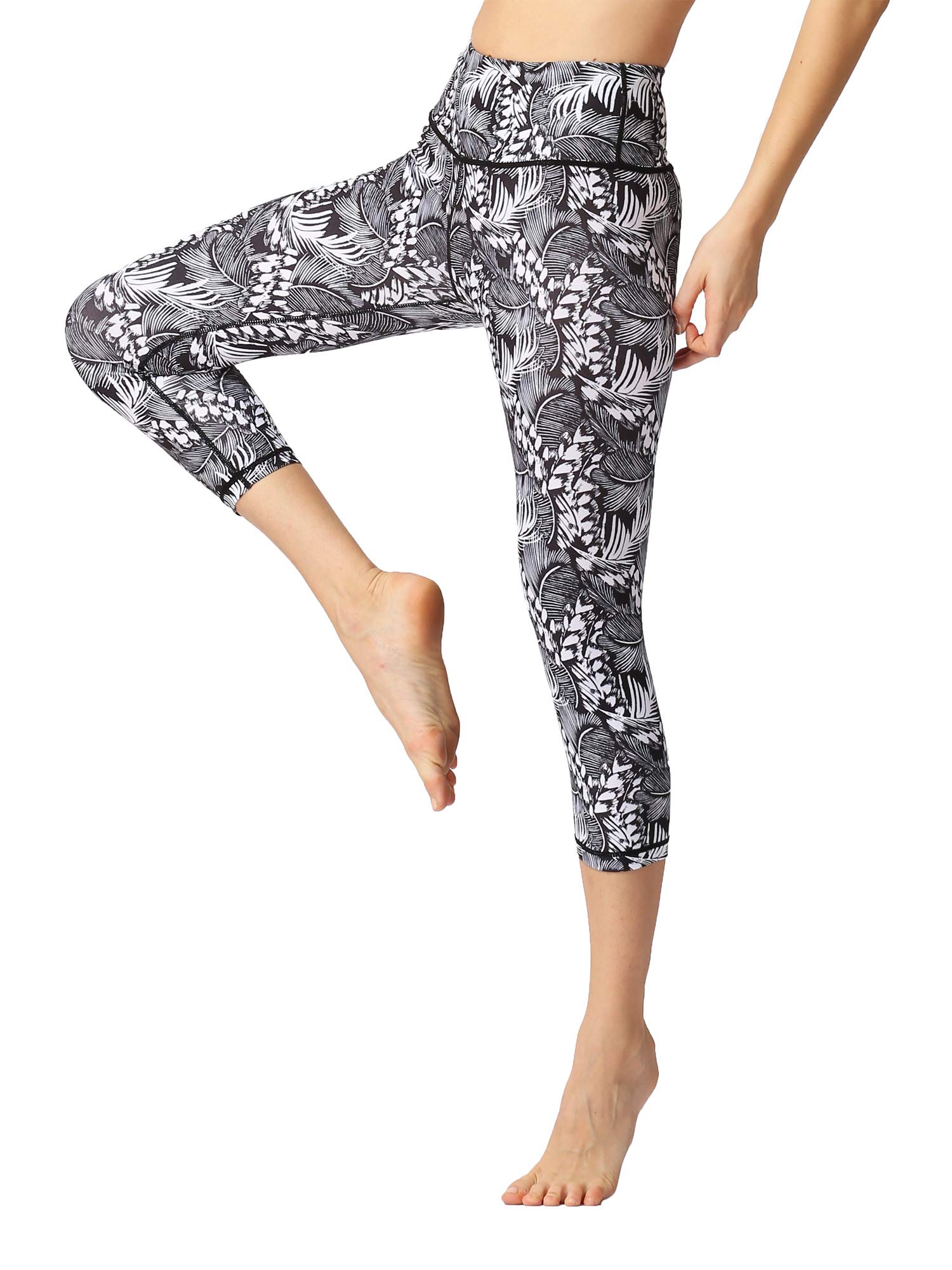 FLYILY Sporthose Damen Capri Yogahosen für Damen Elastische Tummy Control Yogahose Training Tights Yoga Hosen 3/4 Sporthose Laufhose