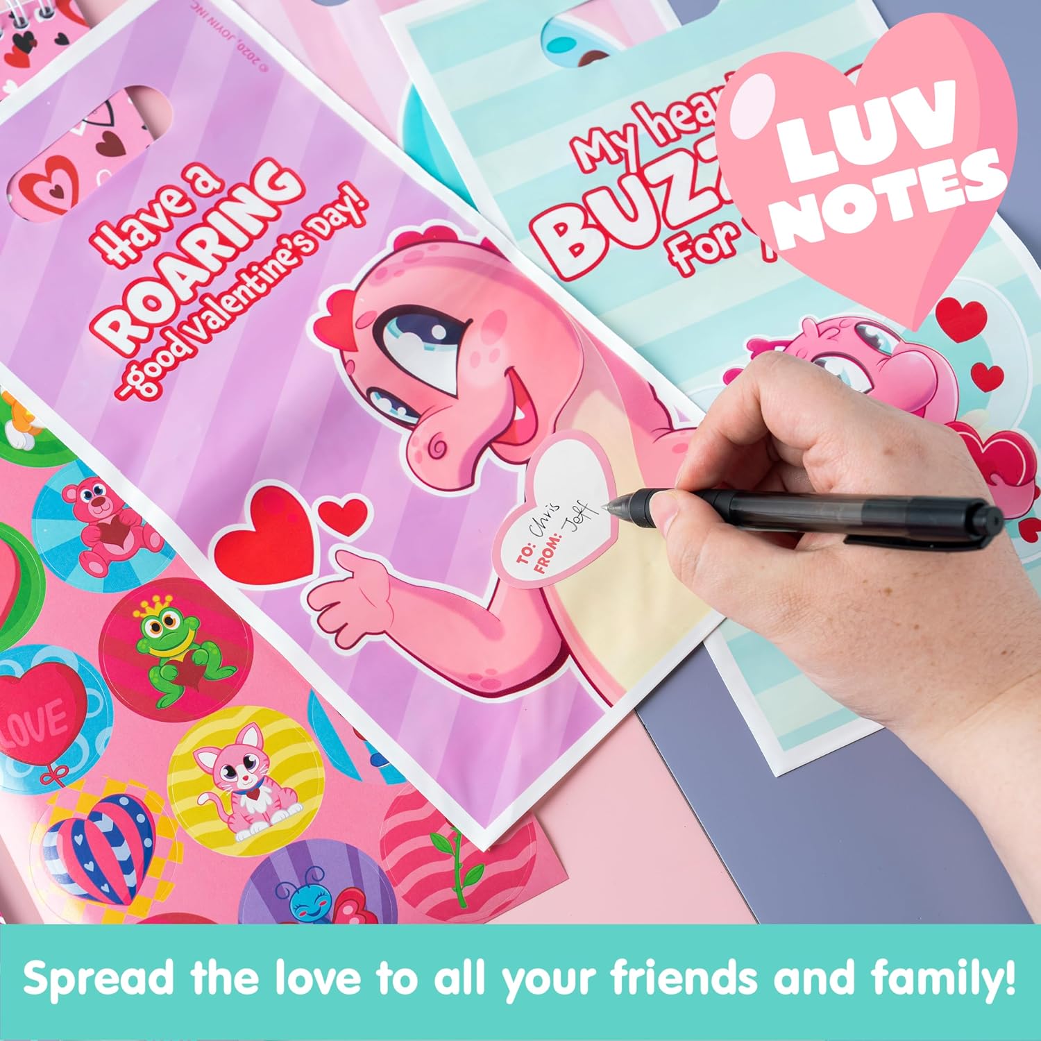 JOYIN 28 Pack Valentines Day Stationery Gifts for Kids, Party Favor Set with Treat Bags, Classroom Exchange Prizes with Notebooks,Rulers,Erasers,Pencils,Stickers