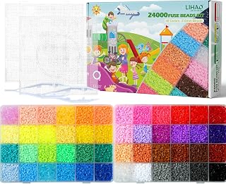 2.6mm Mini Fuse Beads Kit for Crafts, 24000 pcs 48 Colors Fuse Beading Kit Multicolored Iron, Great Supplies for Fuse Beads Artist