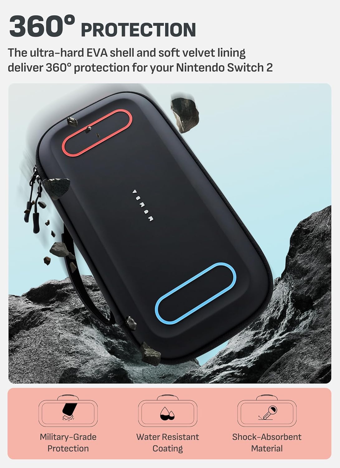 Mumba All-in-One Carrying Case for Nintendo Switch 2 2025 [Pro Version] 12 Game Card Slots Large Travel Carry Bag Compatible with Switch 2 Console, Joy-Con Grip and Straps, and Switch 2 Accessories - Image 4