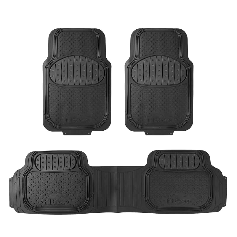 Tapetes automotivos de borracha FH Group ClimaProof para uso em diferentes condições climáticas, recortáveis e com encaixe universal, pretos, conjunto completo