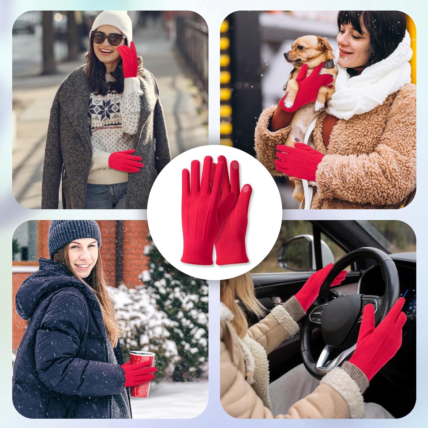 Beehow Women gloves cold weather touch screen glove warm fleece lining for driving cycling skiing - Image 5