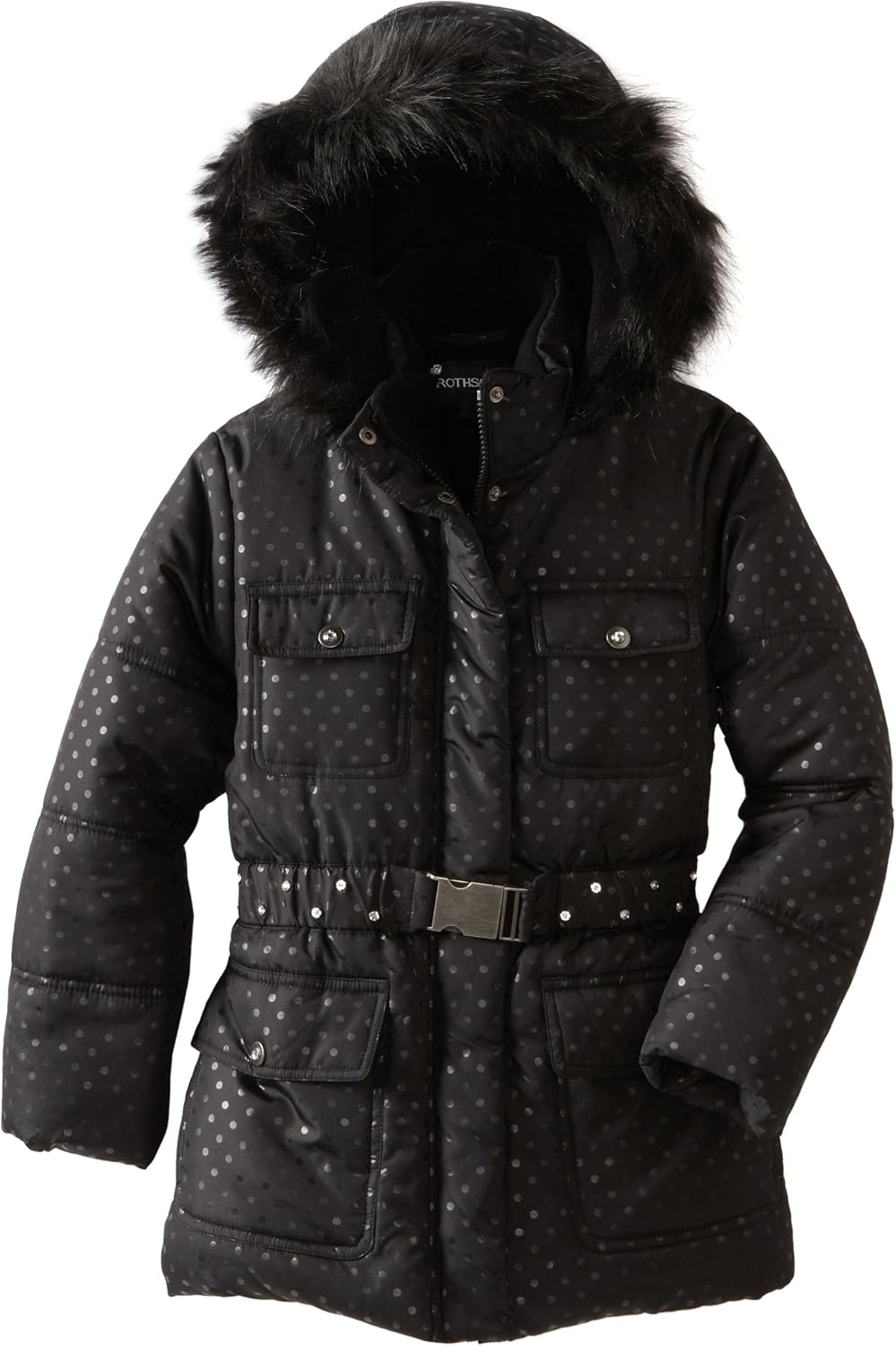 Rothschild Big Girls' Belted Jacket with Pocket Detail