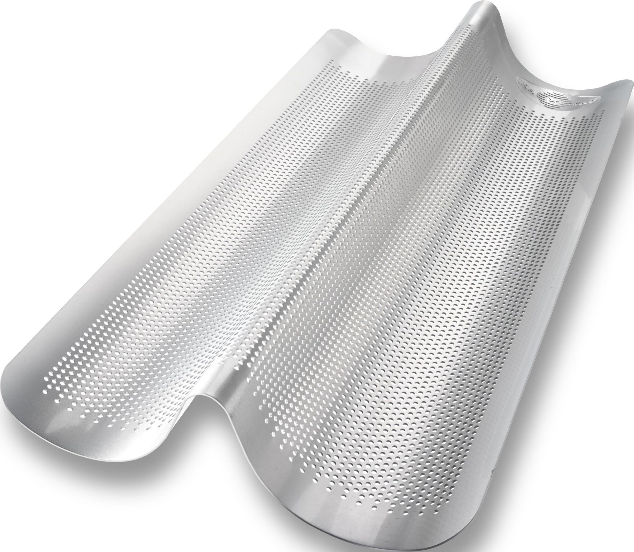 Bakeware Aluminized Steel Perforated Italian Bread Pan, 16'' x 8'', 2-Loaf