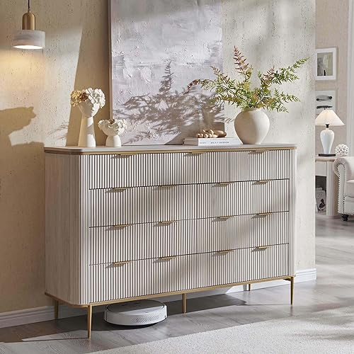 T4TREAM Modern Fluted 9 Drawers Dresser, Chest of Drawers, 54"