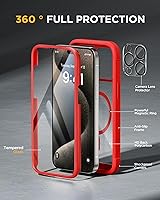 Vista 237 de Miracase Funda magnética para iPhone 14 de 6.1 pulgadas, protector de pantalla de vidrio templado integrado + protector de lente, compatible