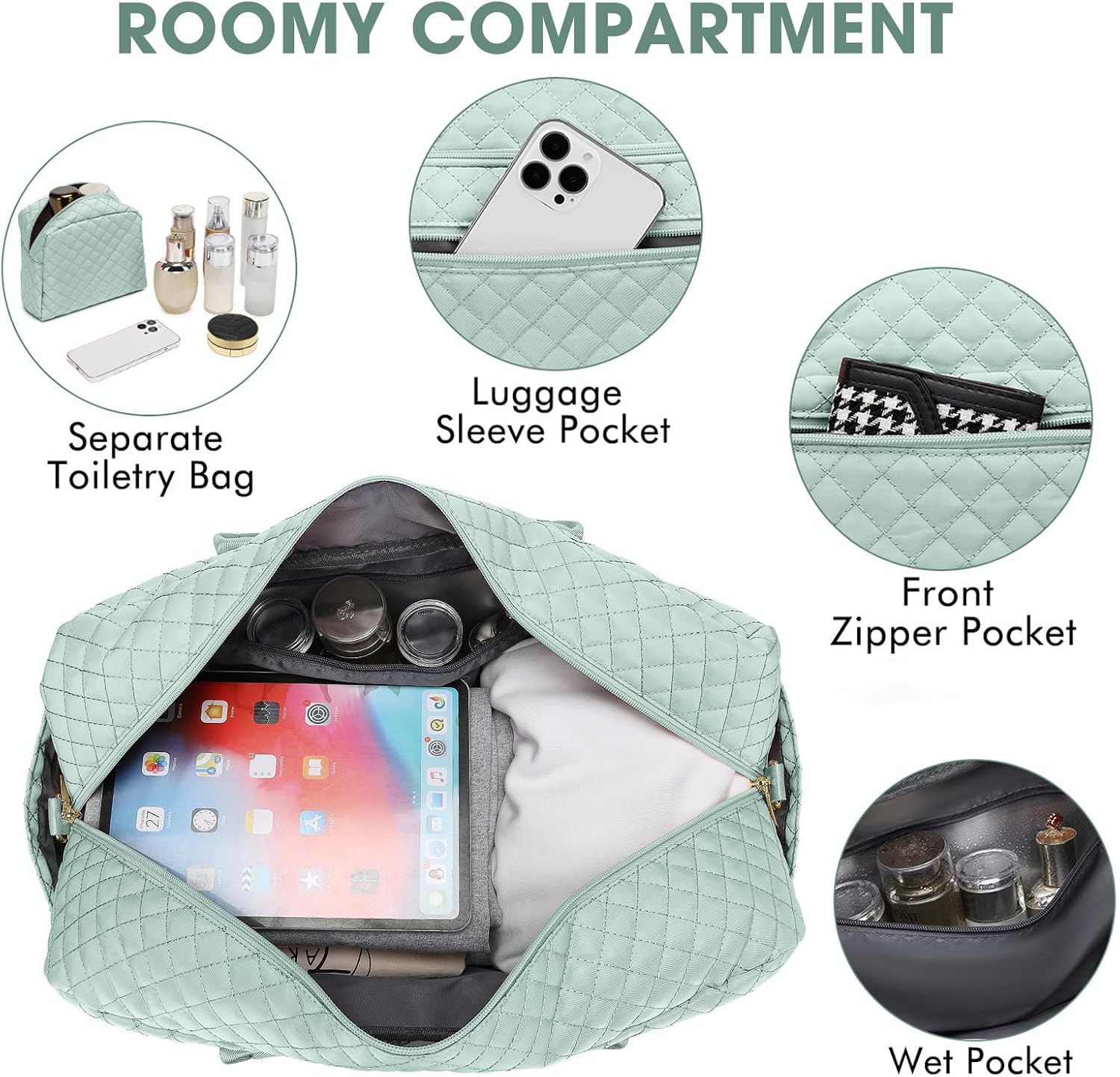 Large Women Travel Duffle Bag, Weekender Bags for Women with Shoe Compartment, Carry on Overnight Bag with Toiletry Bag, Gym Duffel Bag with Wet Pocket, Hospital Bags for Labor and Delivery 3 PCS Set thumbnail
