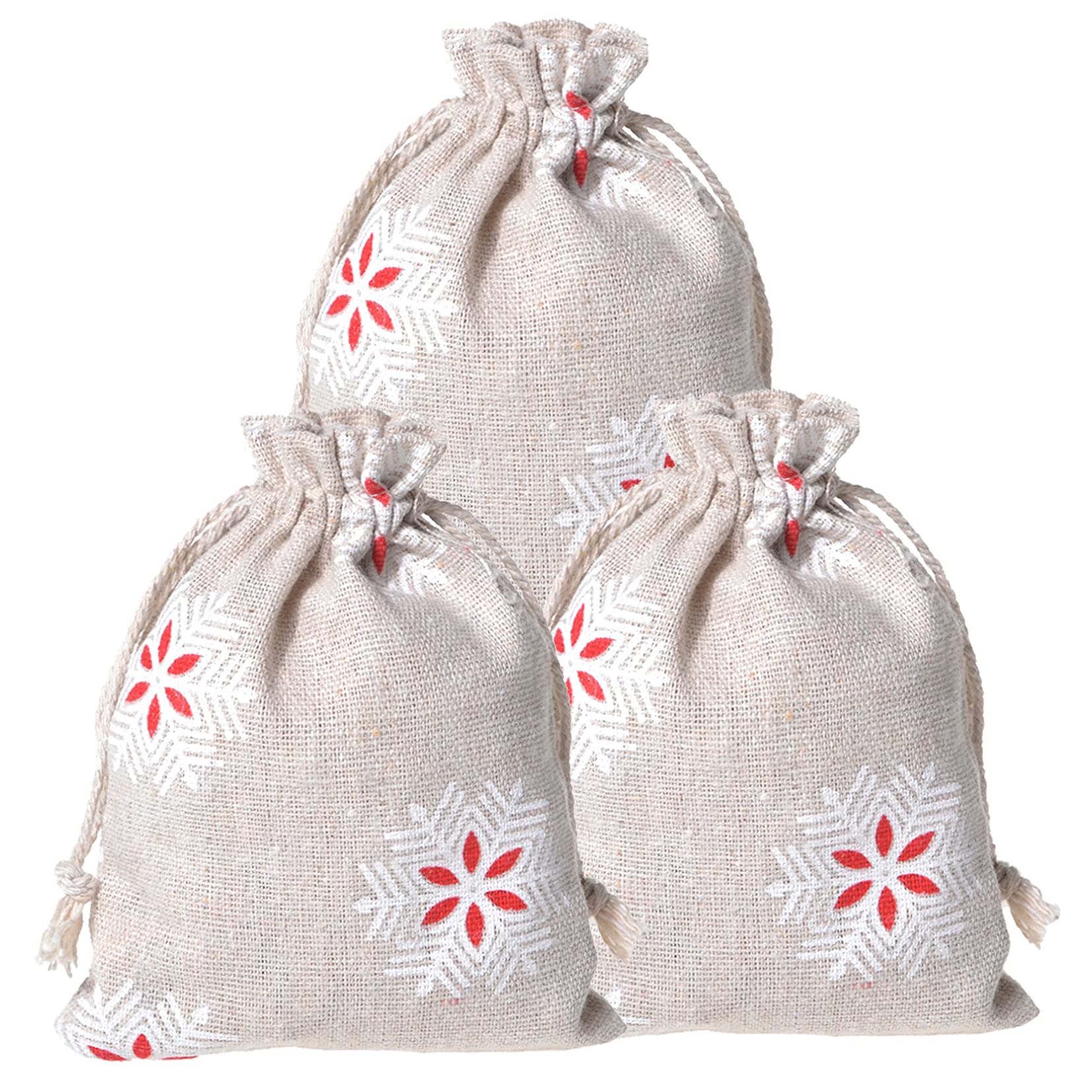 RIGHTA TECHChristmas Snowflake Gift Treat Bags Winter Wonderland Drawstring Gift Bag White Snow Flakes Favor Bag for Birthday Party,Frozen,Christmas,Winter Wonderland Party Decorations 20pcs