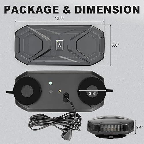 Miniatura 6 de Agrieyes - Barra de luces estroboscópicas magnéticas con lente ahumada, luz de emergencia de 128 LED para vehículos, baliza de advertencia de