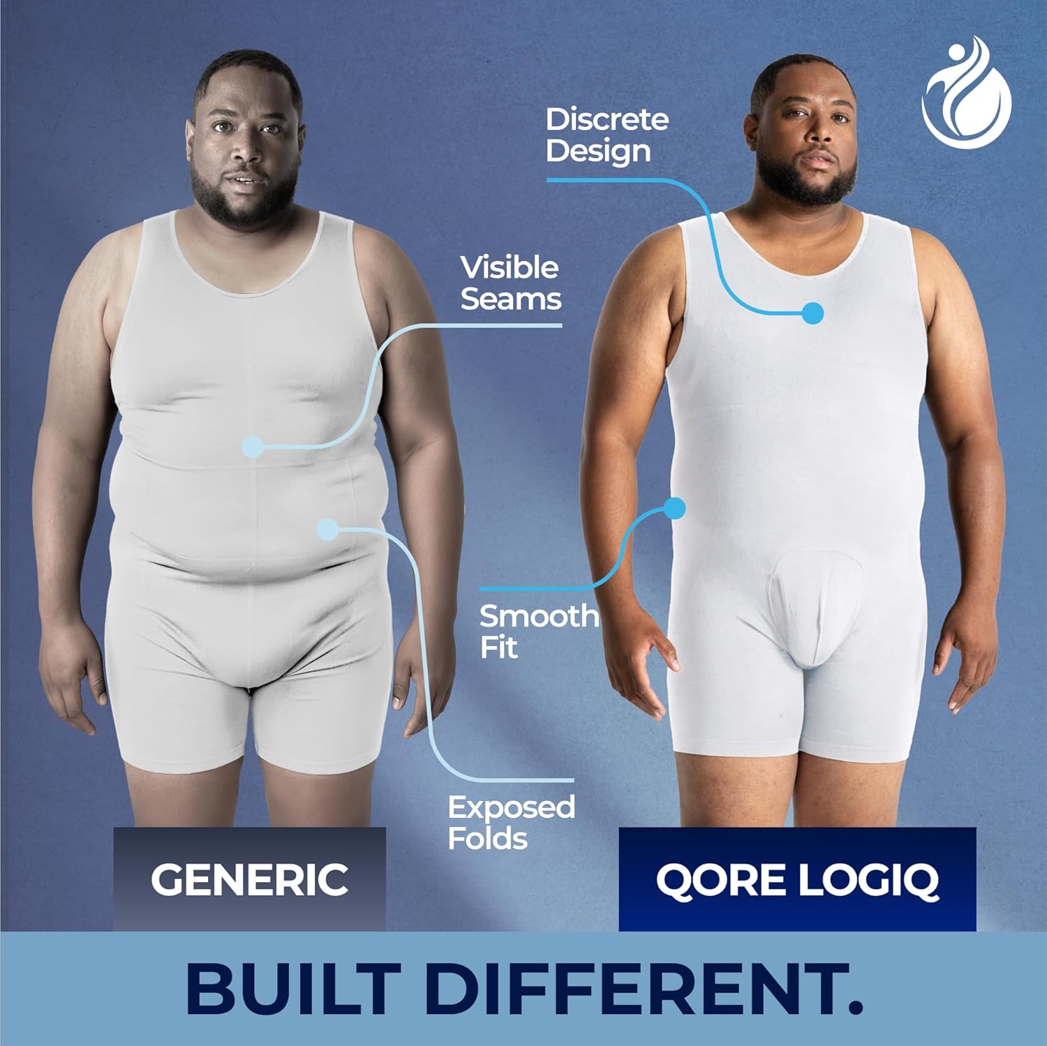 QORE LOGIQ Mens Shapewear Bodysuit - Full Body Shaper for Men Belly Fat- Slimming Compression Bodysuit - Men Shapewear - Image 8