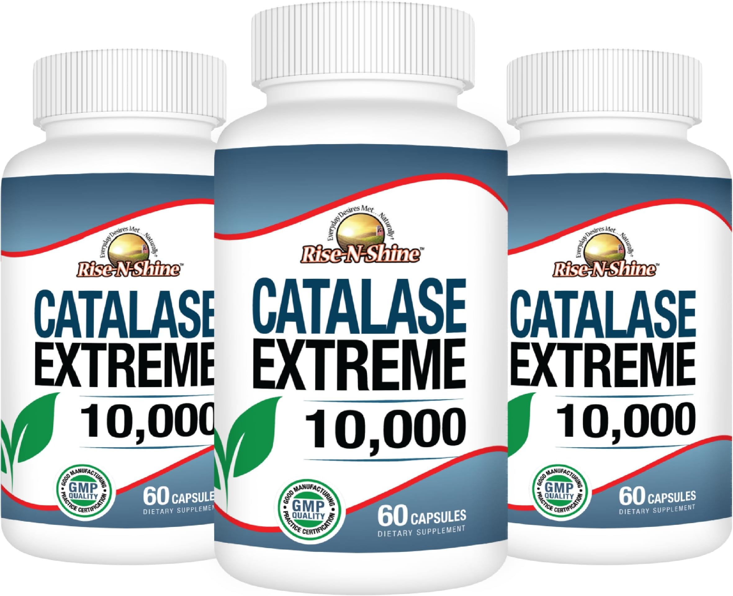 Rise-N-Shine Catalase Extreme Supplement 10,000 - Supplement with Saw Palmetto, Biotin, Fo-Ti, PABA - Hair Supplements for Strong Hair Support- 180 Capsules - Pack of 3 (90-Day Supply)