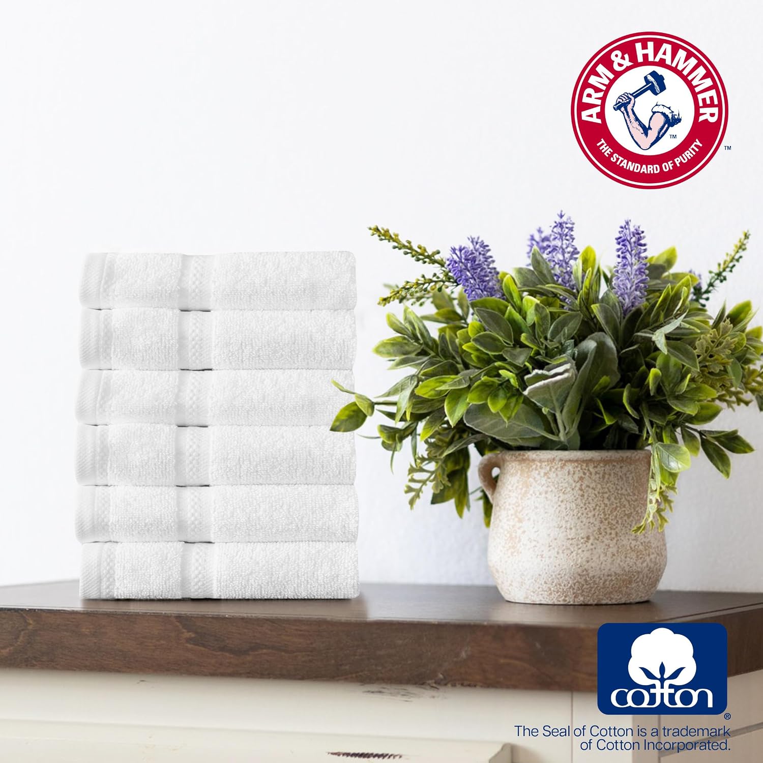 Arm & Hammer Performance Towel Washcloth Set, 6 Piece, Light Grey