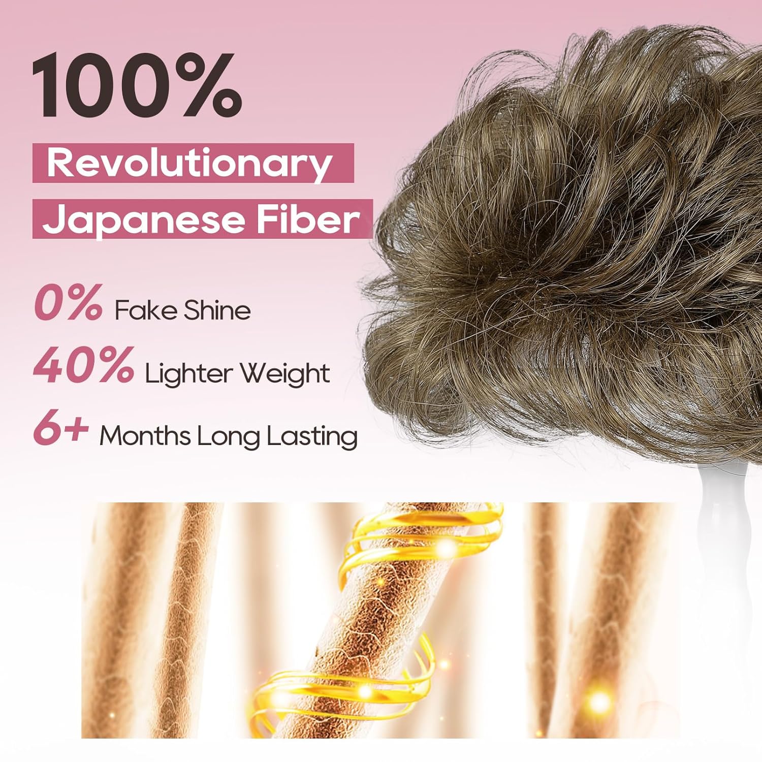 reecho hair topper, short wiglet hair topper for women with thinning large coverage synthetic top crown hairpiece for women - medium brown