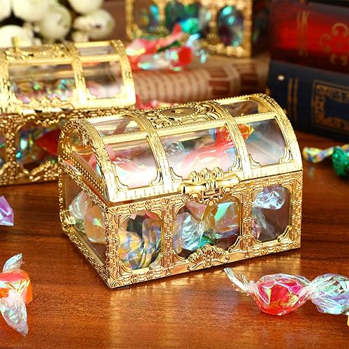 Miniatura 2 de Amosfun 10 cajas de dulces de cofre del tesoro, cajas de recuerdos de boda, cajas de plástico vintage pirata, caja de almacenamiento para boda, día