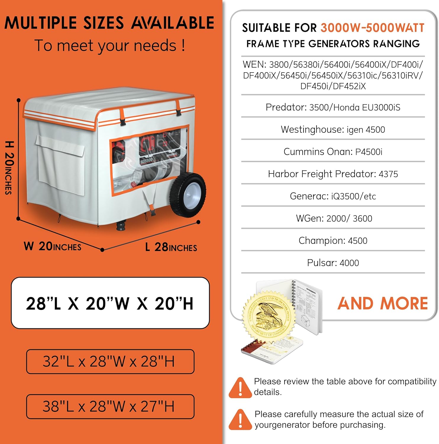 Generator cover,Generator Covers While Running,All Season Protection for Generator,Heavy Duty Waterproof Generator Covers for Outside,beige (beige, 28"L x 20"W x 20"H)