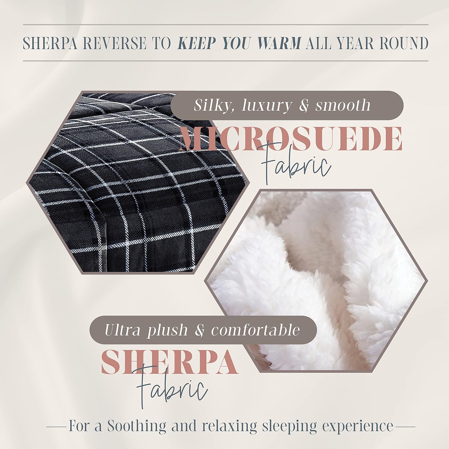 Elegant Comfort Soft & Plush Sherpa Comforter- Lilith Plaid Collection, 2-Piece Bed Set, , Reversible Down Alternative Micro-Suede, Plaid Sherpa Comforter, Twin XL, Charcoal Black