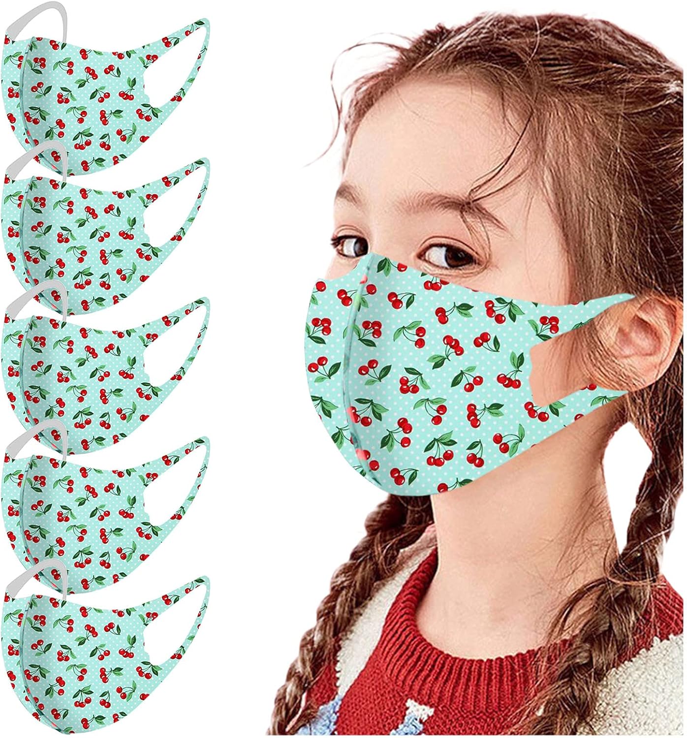 Kids Face Mask Washable Childrens Cotton Fabric Cloth Face Mask 2 Layer With Adjustable Elastic Ear Loops Reusable Facemasks Covering Washable Cute Kawaii Face Masks For Kids : Clothing, Shoes & Jewelry