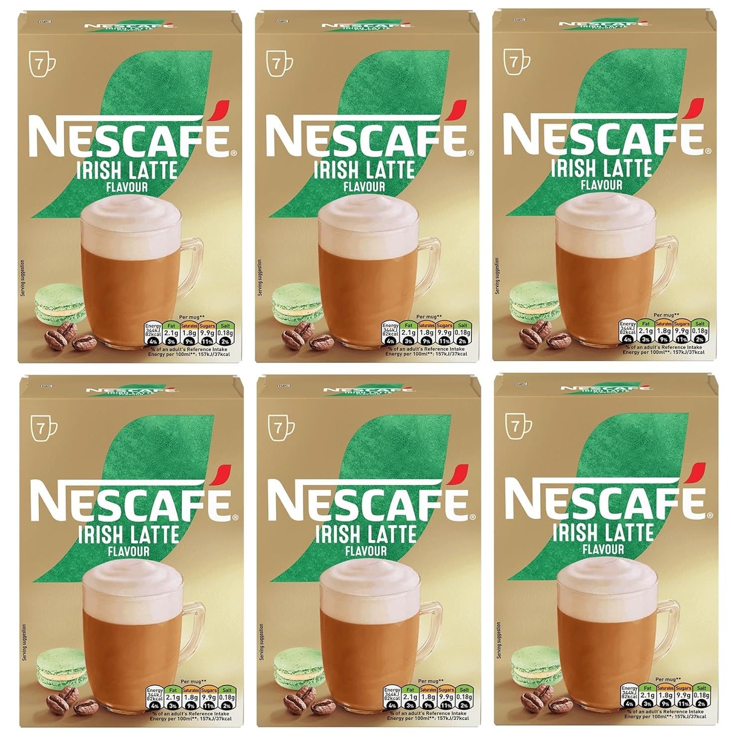 NESCAFÉ Irish Latte Instant Coffee Sachets, x7 (Pack of 6, Total 42 Sachets) – Creamy Latte with Smooth Irish Flavour